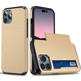 iPhone 14 Pro Max Hybrid Tough Case w. Card Holder - Gold