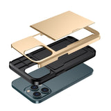 iPhone 14 Pro Max Hybrid Tough Case w. Card Holder - Gold