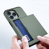 iPhone 14 Pro Max Hybrid Tough Case w. Card Holder - Army Green