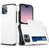 iPhone 14 Pro Hybrid Tough Case w. Card Holder - White