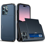 iPhone 14 Pro Hybrid Tough Case w. Card Holder - Navy Blue