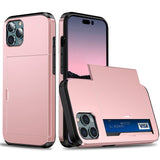 iPhone 14 Pro Hybrid Tough Case w. Card Holder - Rose Gold