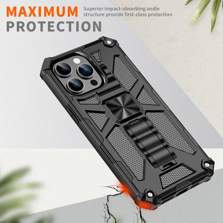 iPhone 14 Pro Max Hybrid Tough Case w. Kickstand & Magnet - Black