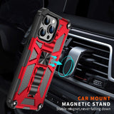 iPhone 14 Pro Max Hybrid Tough Case w. Kickstand & Magnet - Red