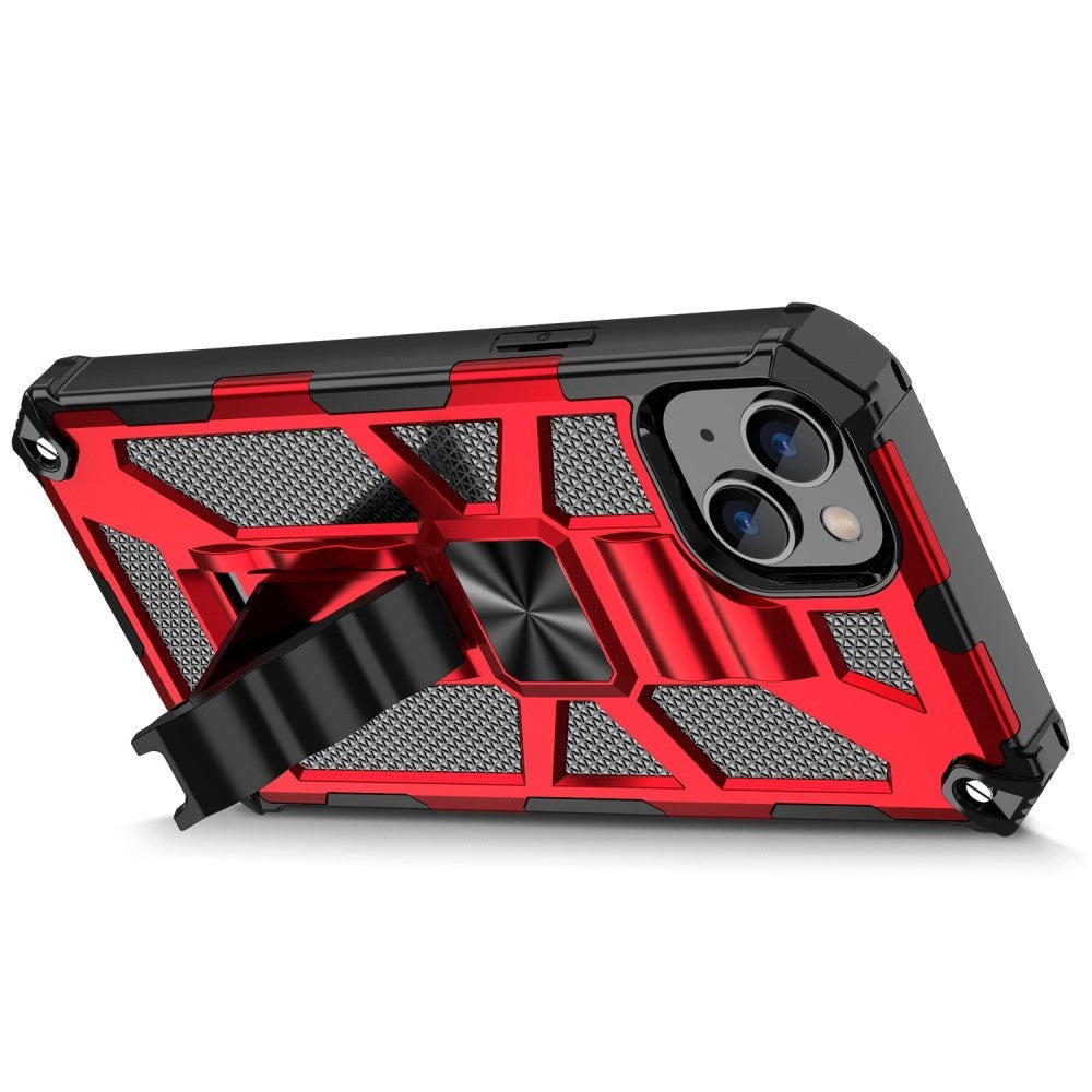 iPhone 14 Hybrid Tough Case w. Kickstand & Magnet - Red