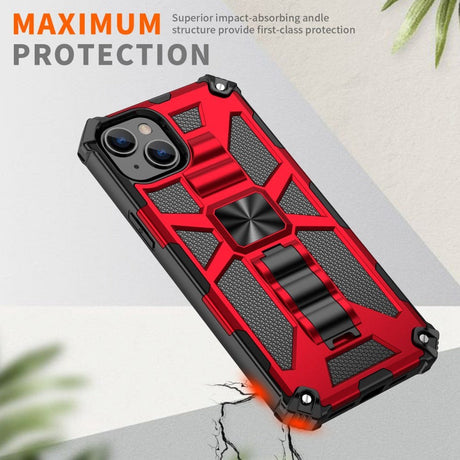 iPhone 14 Hybrid Tough Case w. Kickstand & Magnet - Red