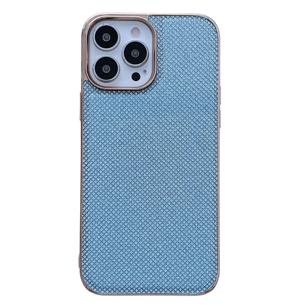 iPhone 14 Pro Plastic Case w. Soft Back - Blue Glitter