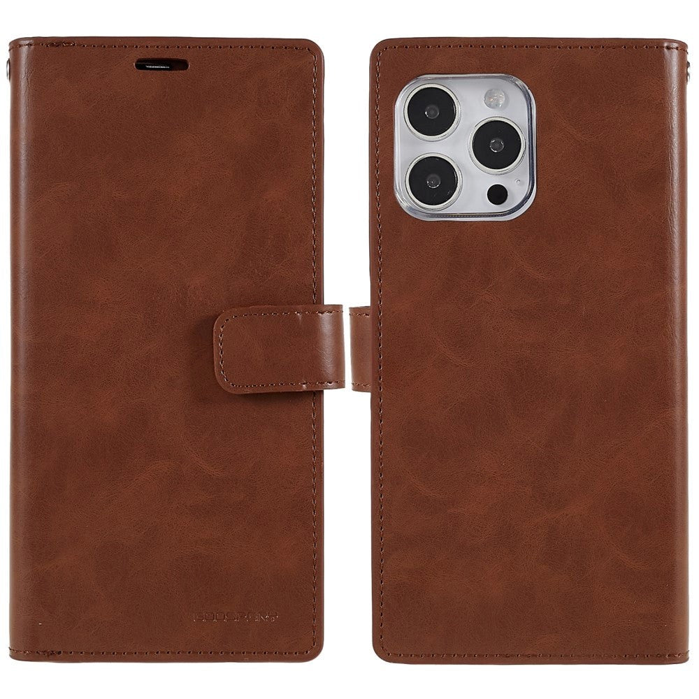 iPhone 14 Pro Max MERCURY GOOSPERY Mansoor Leather Cover w. Wallet - Brown