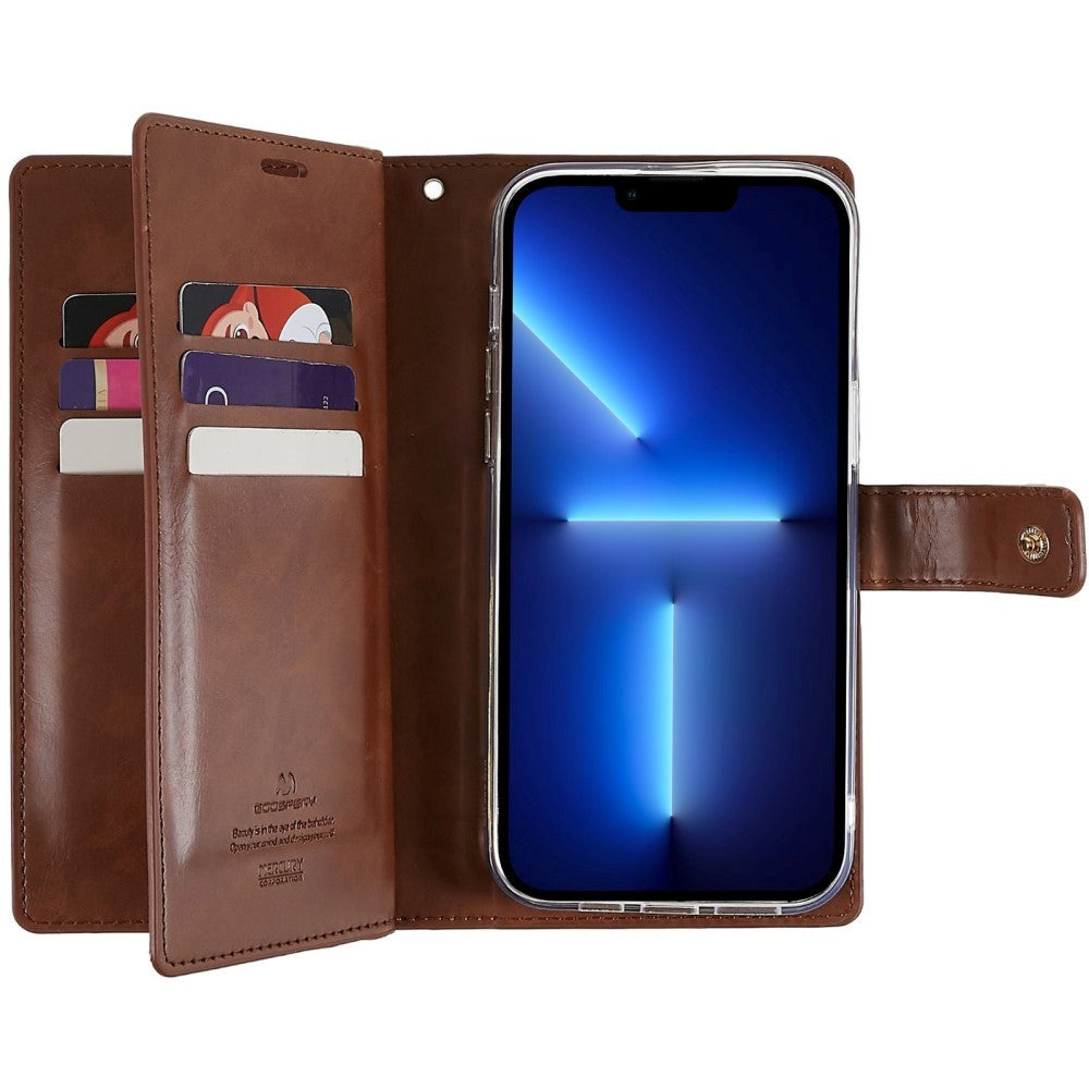 iPhone 14 Pro Max MERCURY GOOSPERY Mansoor Leather Cover w. Wallet - Brown