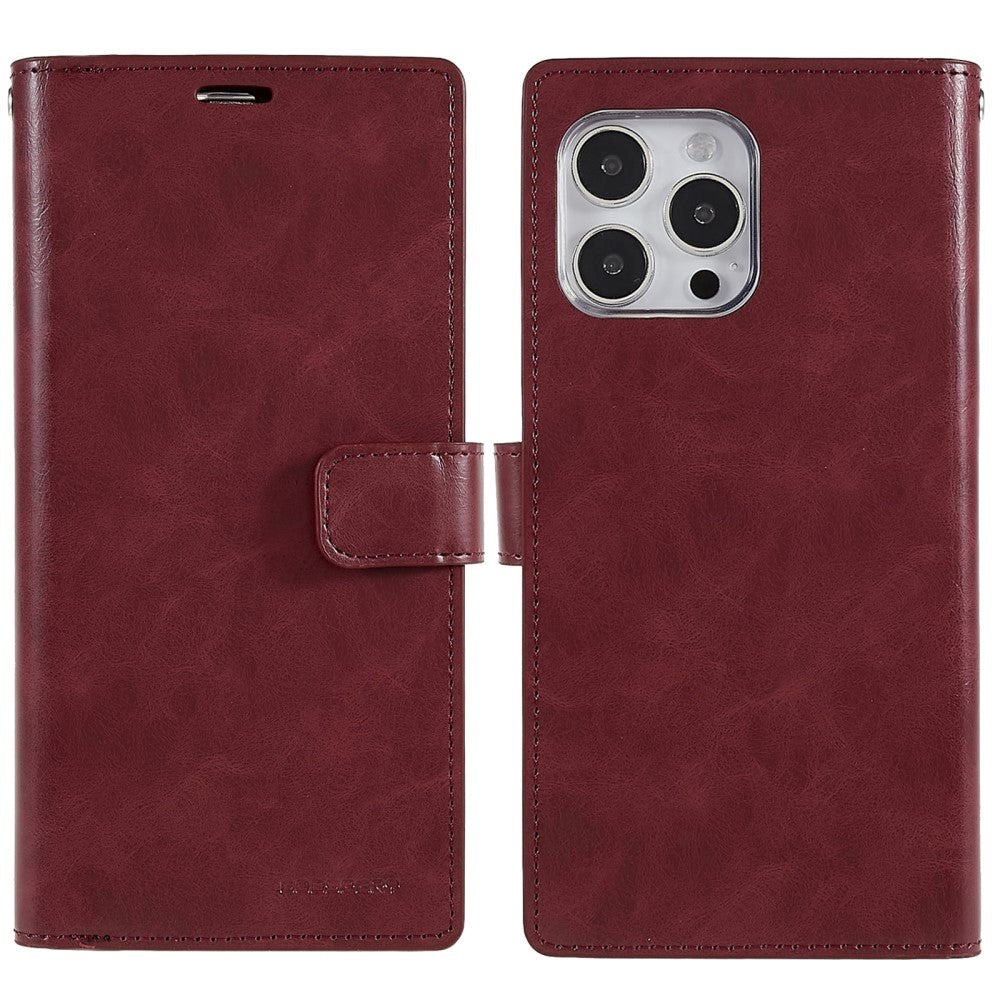 iPhone 14 Pro Max MERCURY GOOSPERY Mansoor Leather Cover w. Wallet - Wine Red