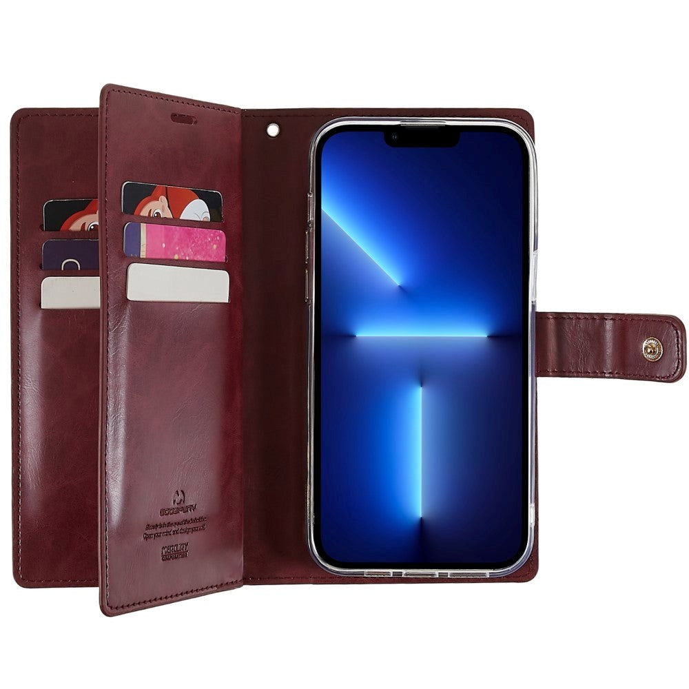 iPhone 14 Pro Max MERCURY GOOSPERY Mansoor Leather Cover w. Wallet - Wine Red