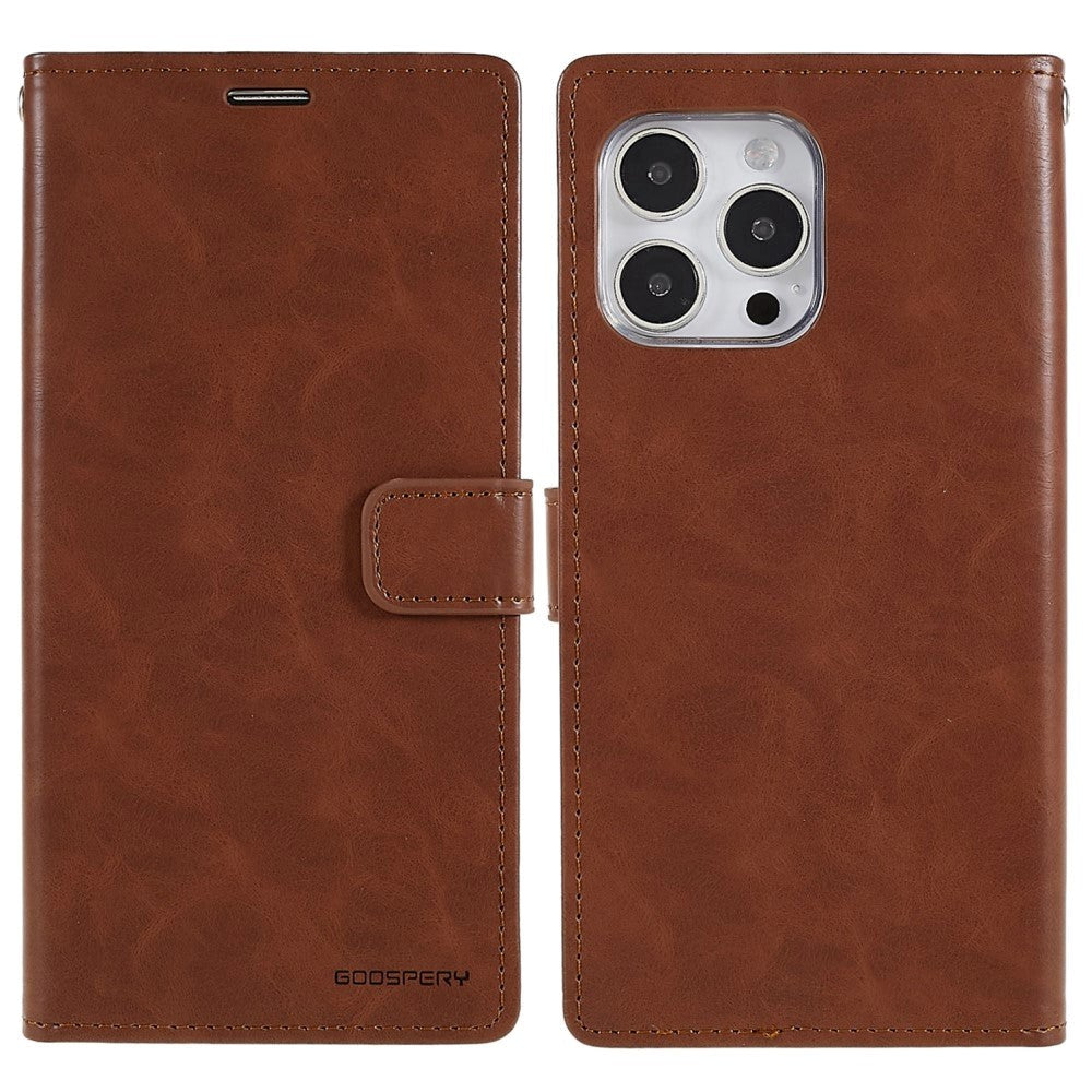 iPhone 14 Pro Max GOOSPERY Blue Moon Leather Wallet Case - Brown