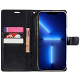 iPhone 14 Pro GOOSPERY Blue Moon Leather Wallet Case - Black