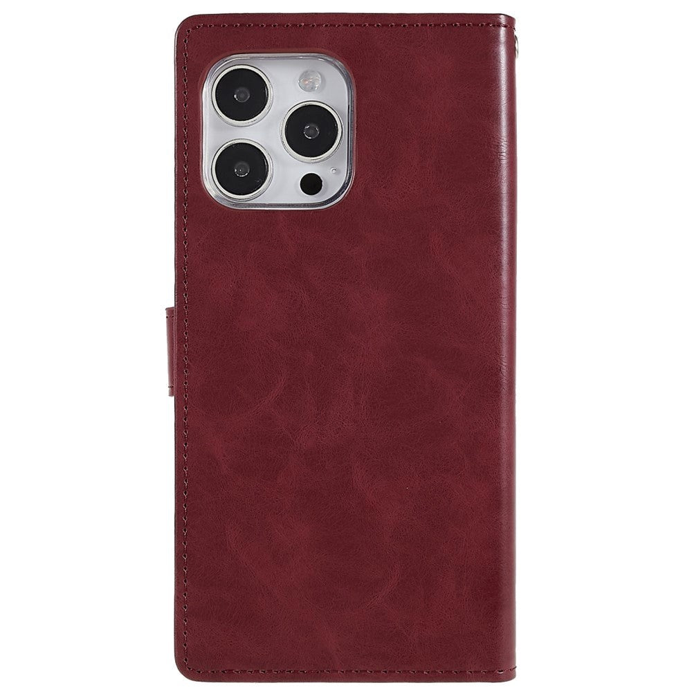 iPhone 14 Pro GOOSPERY Blue Moon Leather Wallet Case - Wine Red