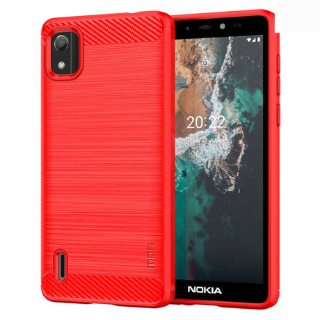 Nokia C2 2nd Edition Mofi Brushed Carbon Fiber Flexible Plastic Case - Red