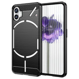 Nothing Phone (1) Brushed Carbon Fiber Flexible Plastic Back Case - Black