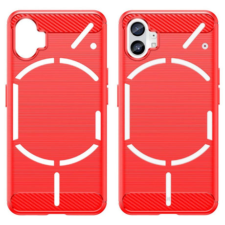 Nothing Phone (1) Brushed Carbon Fiber Flexible Plastic Back Case - Red