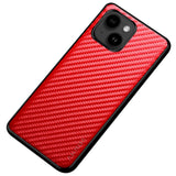 iPhone 14 Hybrid Leather / Plastic Back Cover w. Carbon Texture - Red