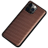 iPhone 14 Pro Max Hybrid Plastic Case with Carbon Design - Brown