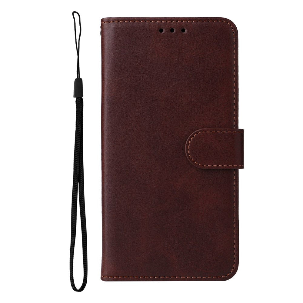 Xiaomi Poco F4 Leather Case with Wallet and Strap - Brown