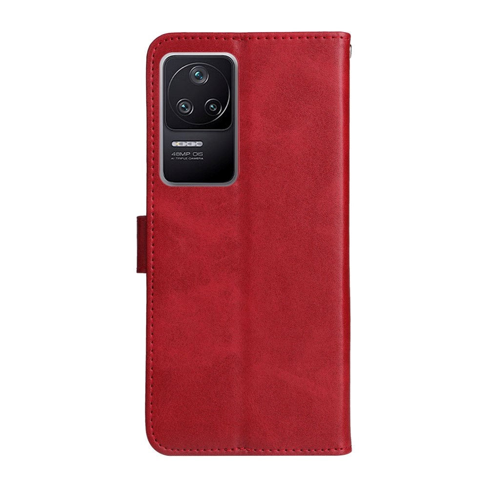 Xiaomi Poco F4 Leather Case with Wallet and Strap - Red