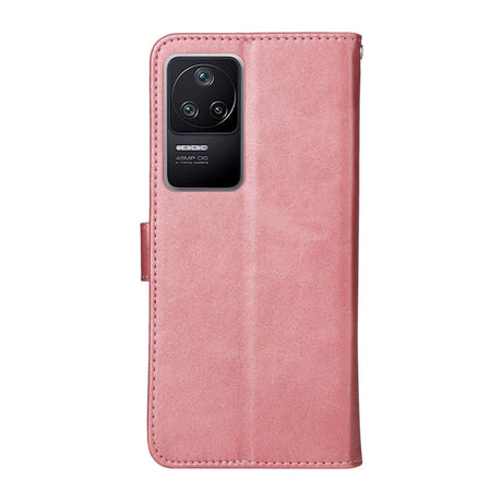 Xiaomi Poco F4 Leather Case with Wallet and Strap - Rose Gold