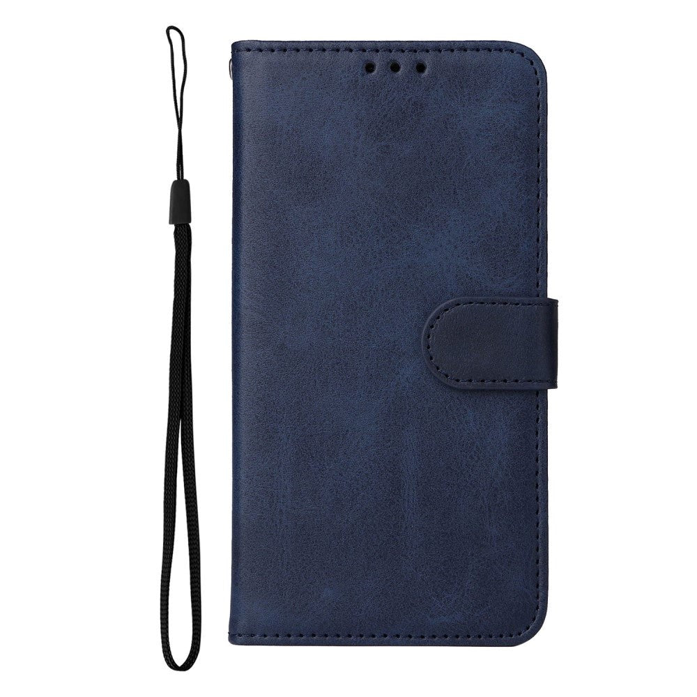 Xiaomi Poco F4 Leather Case with Wallet and Strap - Blue