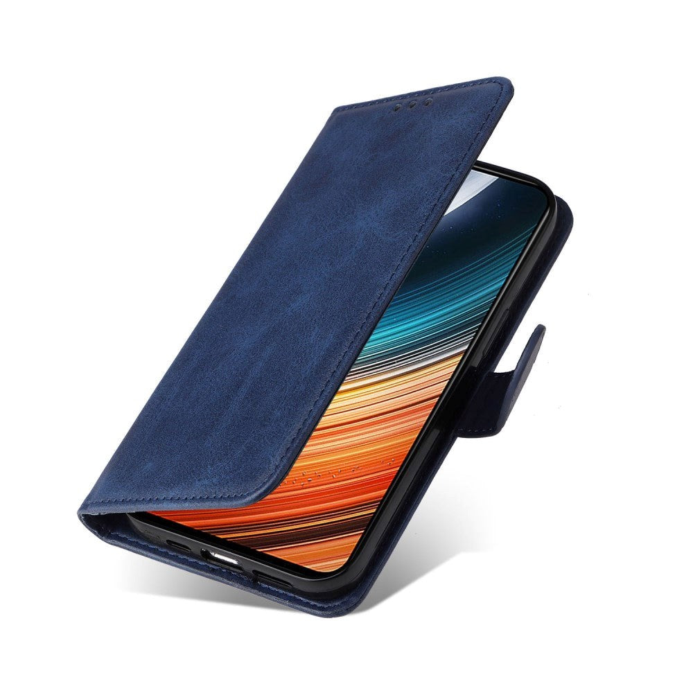 Xiaomi Poco F4 Leather Case with Wallet and Strap - Blue