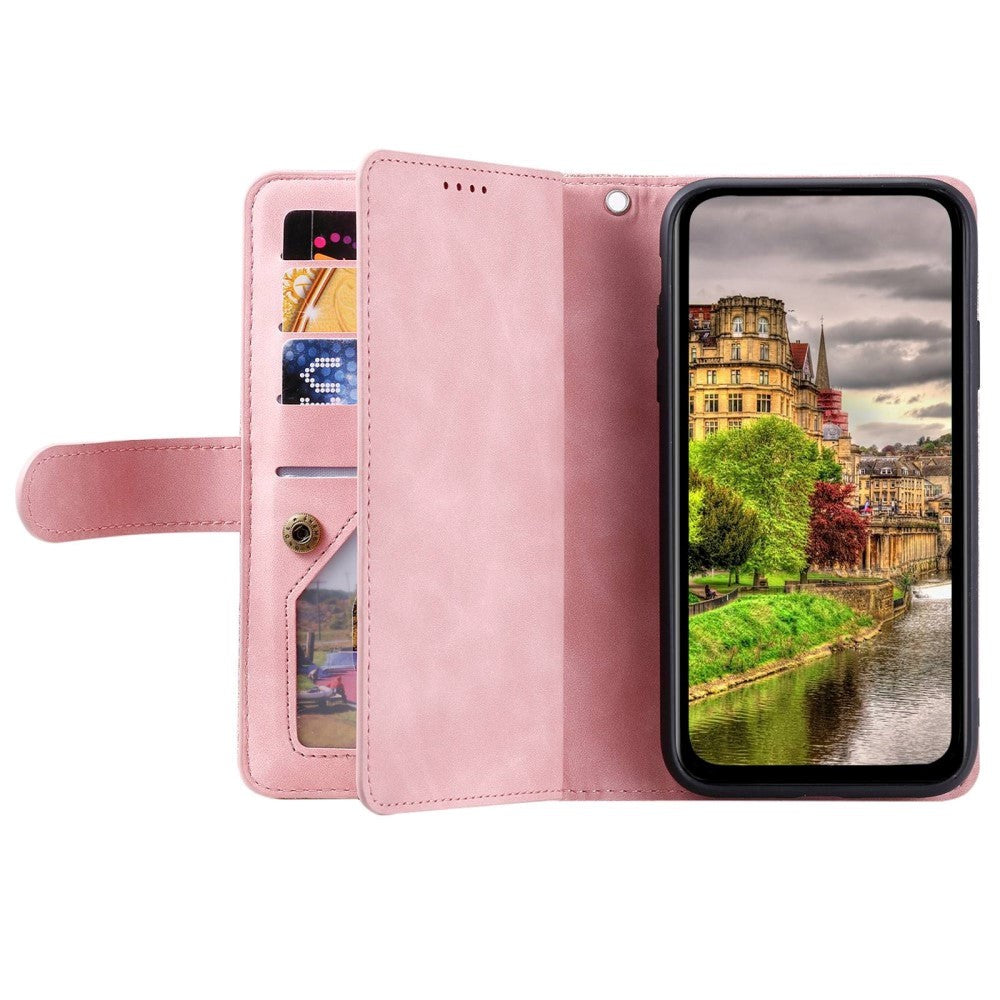 iPhone 14 Pro Max Leather Flip Case with Wallet & Magnetic Lock - Rose Gold