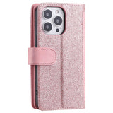 iPhone 14 Pro Max Leather Flip Case with Wallet & Magnetic Lock - Rose Gold