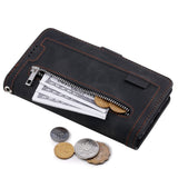 iPhone 14 Leather Flip Case with Wallet & Magnetic Lock - Black