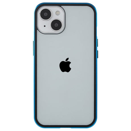 iPhone 14 Cover w. Magnetic Metal Edge Glass- Front & Back - Blue