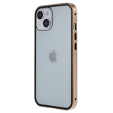 iPhone 14 Cover w. Magnetic Metal Edge Glass- Front & Back - Gold