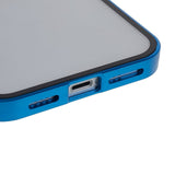 iPhone 14 Plus Cover w. Magnetic Metal Edge Glass- Front & Back - Blue