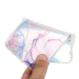 iPhone 14 Pro Max Transparent Plastic Back Cover w. Colorful Marble Pattern - Pink