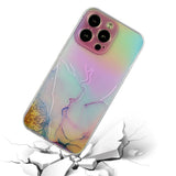 iPhone 14 Pro Max Transparent Plastic Back Cover w. Colorful Marble Pattern - Pink