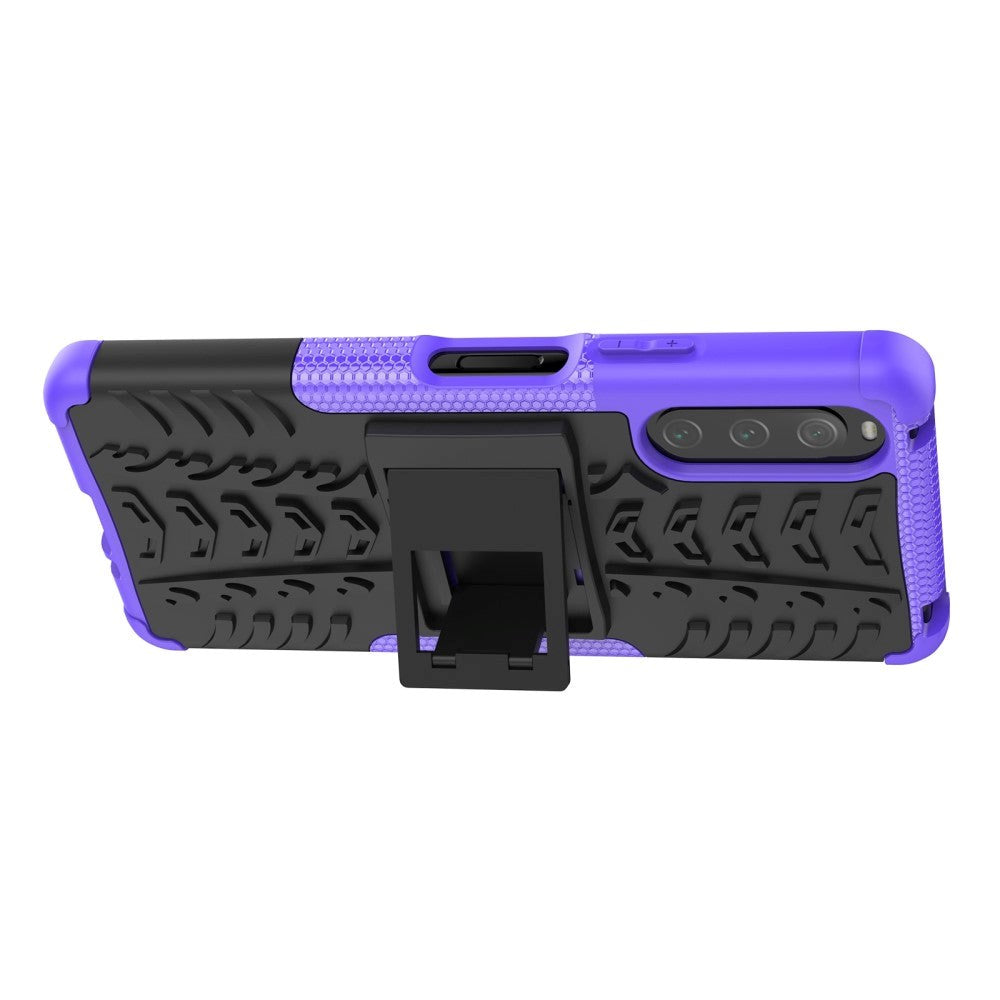 Sony Xperia 10 IV 5G Craftsman Tire Pattern Back Case w. Stand Function - Purple