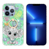 iPhone 14 Pro Max Flexible Plastic Case w. Finger Ring - Cute Elephant