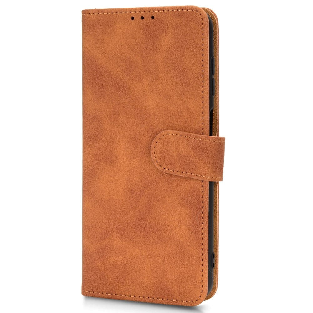 Samsung Galaxy M13 Leather Flip Case with Wallet and Magnetic Closure - Brown