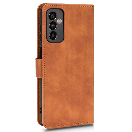 Samsung Galaxy M13 Leather Flip Case with Wallet and Magnetic Closure - Brown