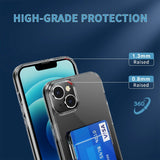 iPhone 14 Plus Hybrid Plastic Case w. Card Holder - Transparent