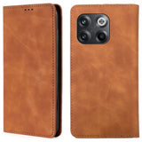 OnePlus 10T Soft PU Leather Case w. Wallet & Magnetic Lock - Brown