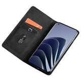 OnePlus 10T Soft PU Leather Case w. Wallet & Magnetic Lock - Black