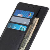 Motorola Moto G32 Litchi Leather Wallet Case - Black