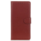 Motorola Moto G32 Litchi Leather Wallet Case - Brown