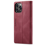 iPhone 14 Pro Max Retro PU Leather Flip Case with Wallet/Card Holder - Red