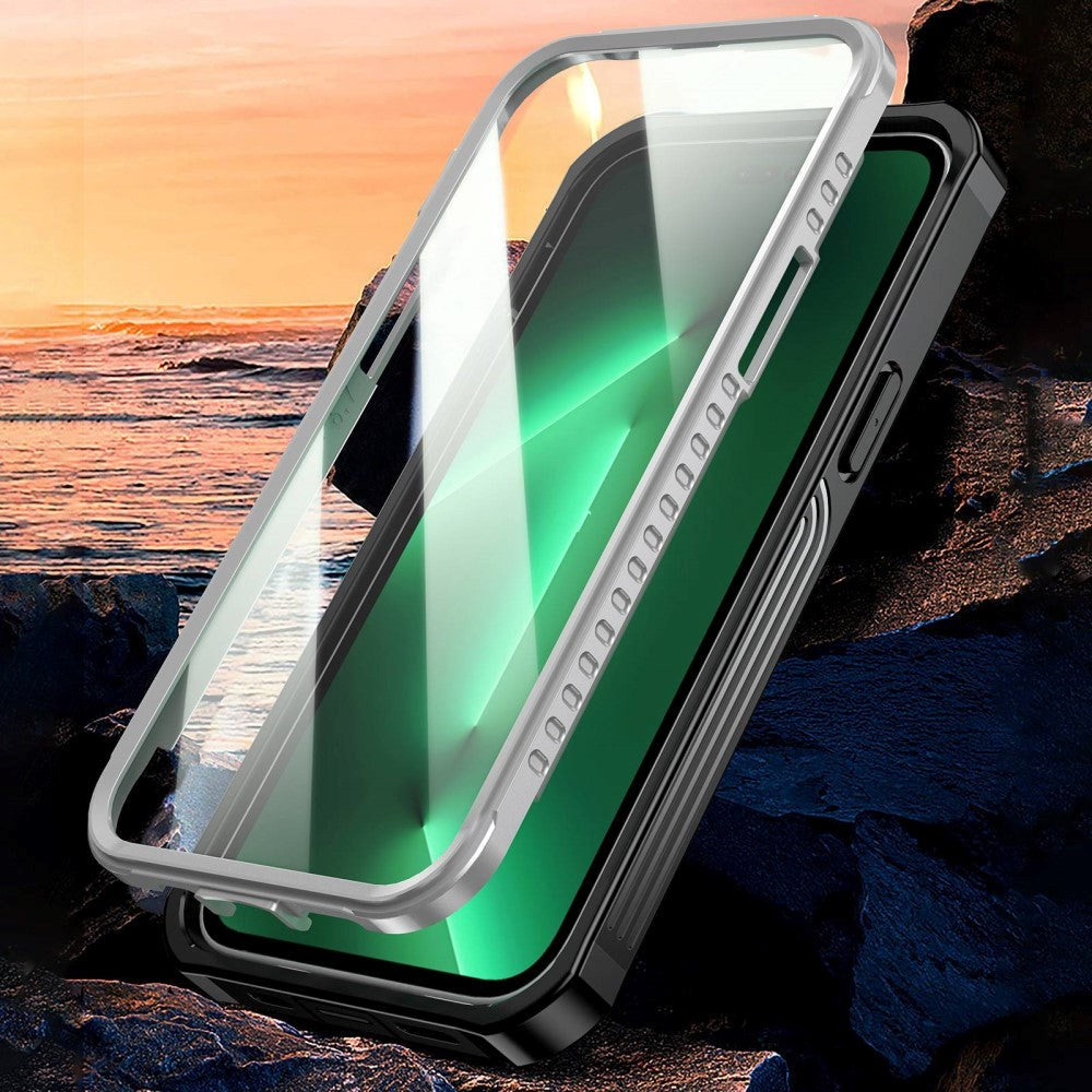 iPhone 14 Hybrid Drop Proof Case with Screen Protection in Glass - Transparent / Black