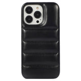 iPhone 12 / 12 Pro Leather Covered 3D Plastic Back Case - Black