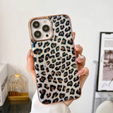 iPhone 14 Pro Flexible Plastic Back Case - Leopard Pattern - Silver