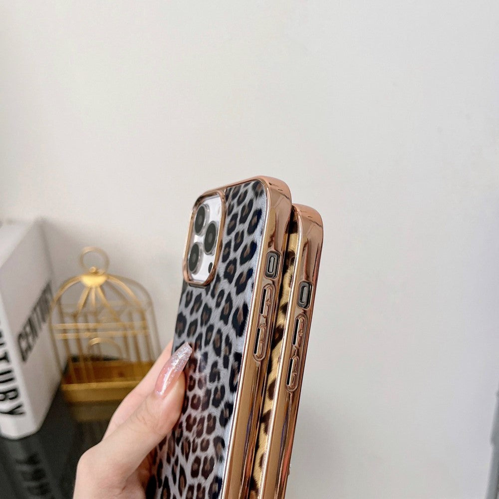 iPhone 14 Pro Flexible Plastic Back Case - Leopard Pattern - Silver